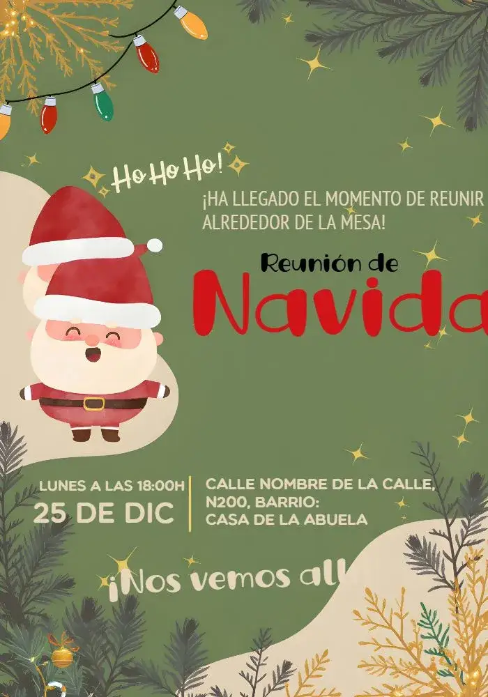 Invitación Reunión De Navidad Papá – tema Fechas Conmemorativas verde, navideño, festivo, divertido, ilustrativo