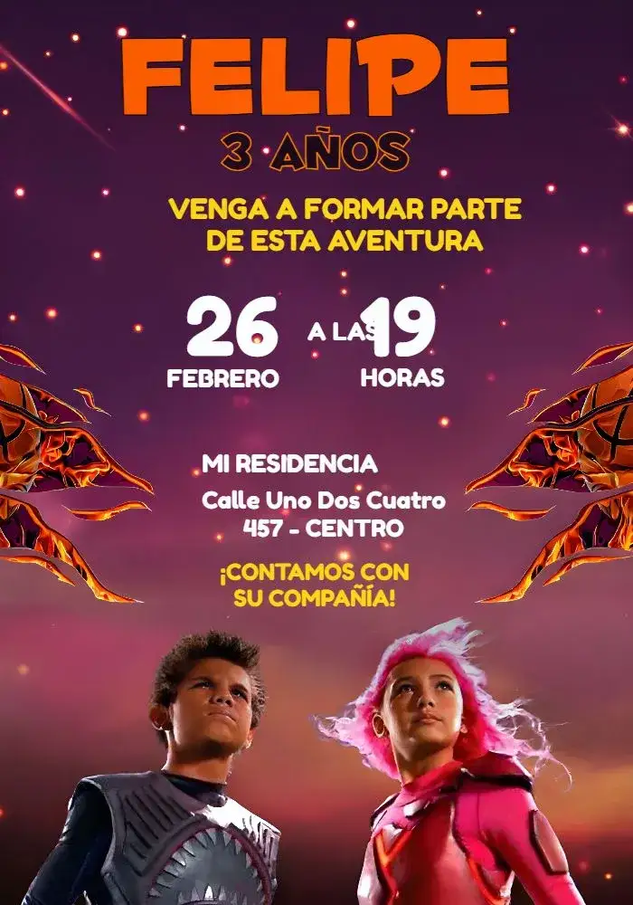 Invitación Sharkboy y Lavagirl Infantil – tema Cumpleaños colorido, divertido, aqua, fantasía, moderno