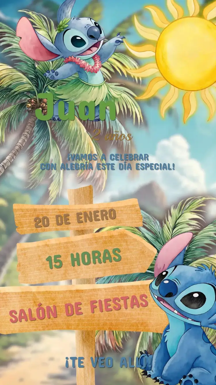 Invitación Cumpleaños de Stitch