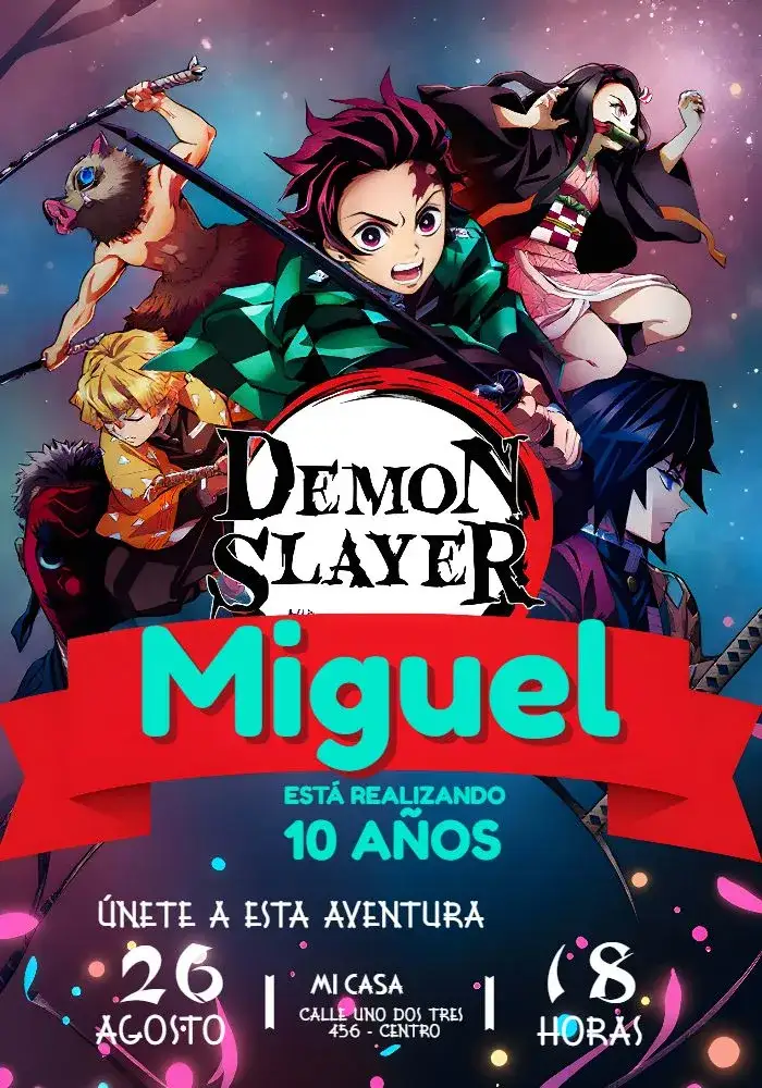 Invitación Demon Slayer Colorido – tema Más buscados colorido, anime, manga, joven, divertido