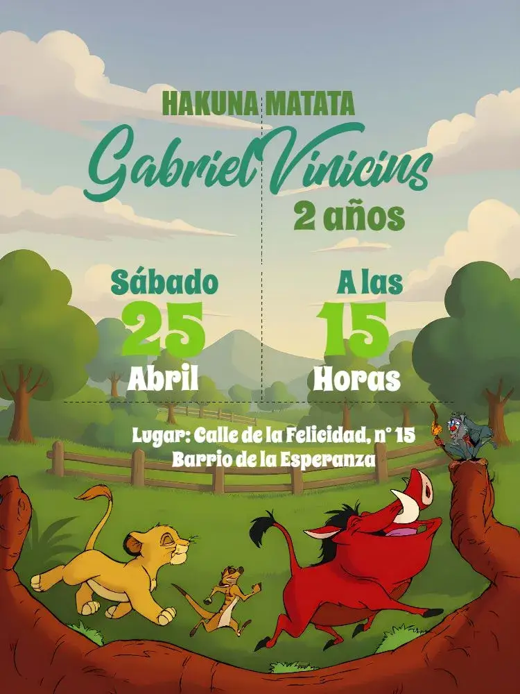 Invitación Rey León Marrón