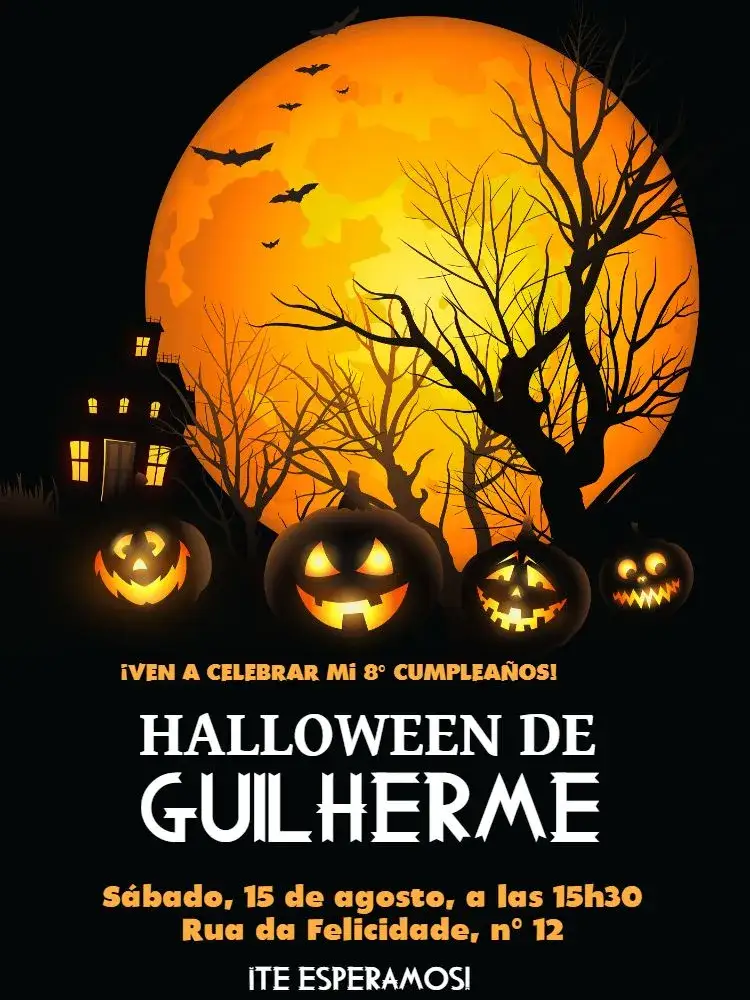Invitación Halloween Negro – tema Fechas Conmemorativas negro, azul, amarillo, místico, oscuro, temático