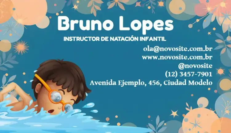 Invitación Tarjeta De Visita Natación Infantil Agua – tema Cumpleaños Infantil azul, acuático, divertido, infantil, moderno