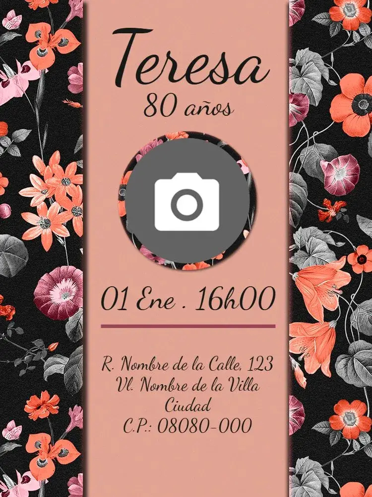 Invitación Virtual 80 Años - Floral Delicado
