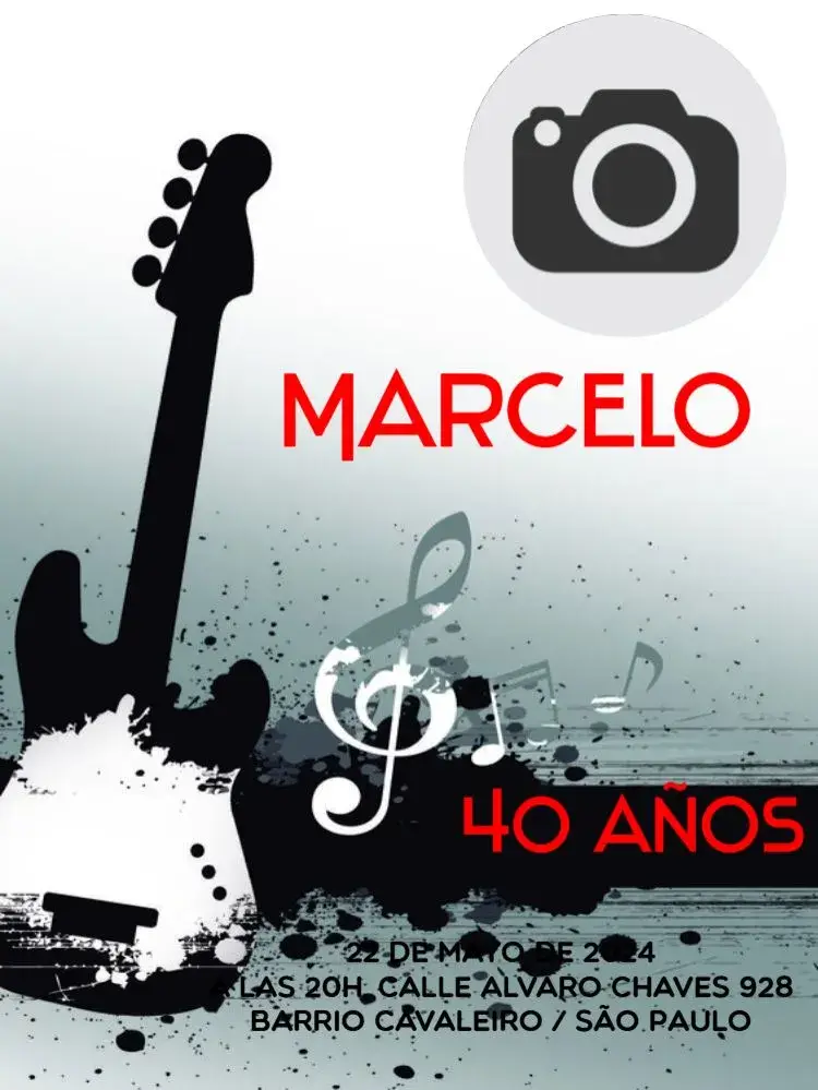 Invitación Rock Con Foto de Guitarra