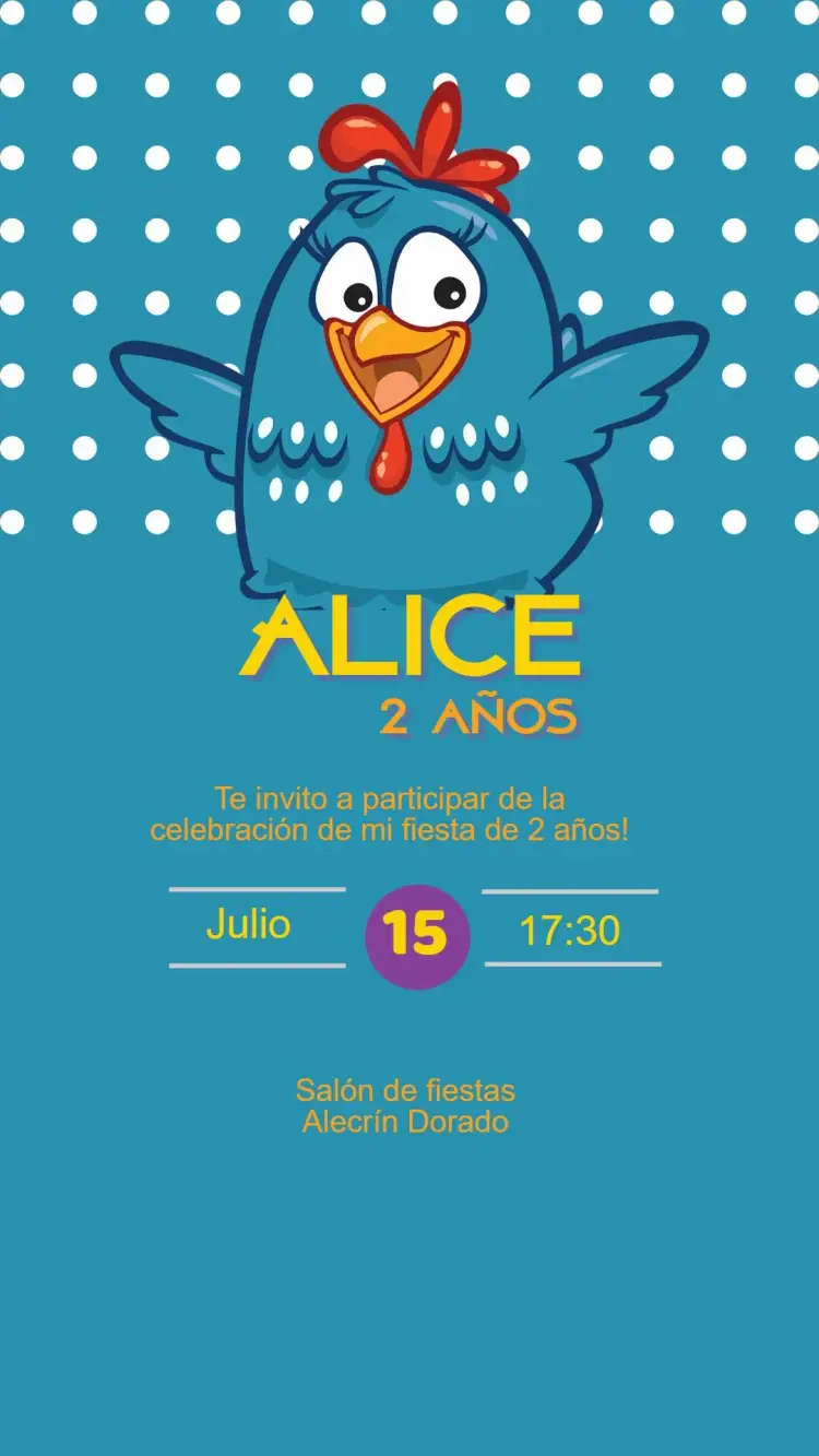 Invitación Cumpleaños Gallina Pintadita