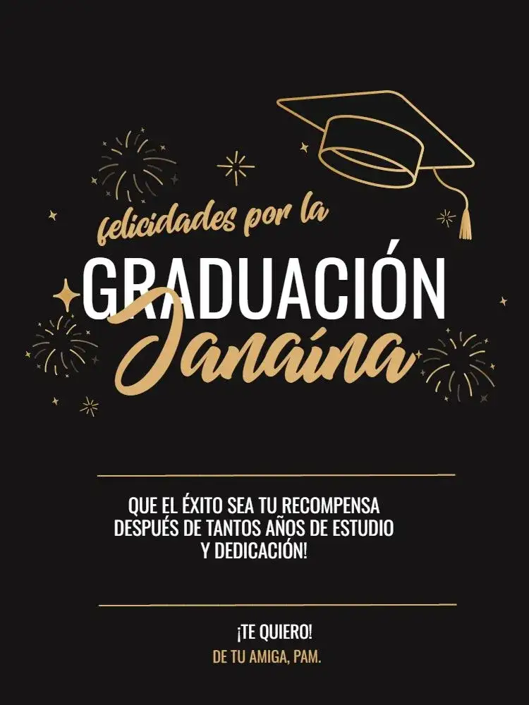 Tarjeta De Celebración de Graduación Oscura Fuegos Artificiales