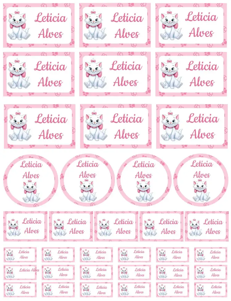 Invitación Gatita Marie – tema Tarjeta adorable, colorido, lúdico, divertido, infantil, moderno