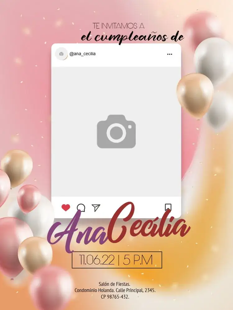 Invitación Fiesta De Redes Sociales Con Globos Globo