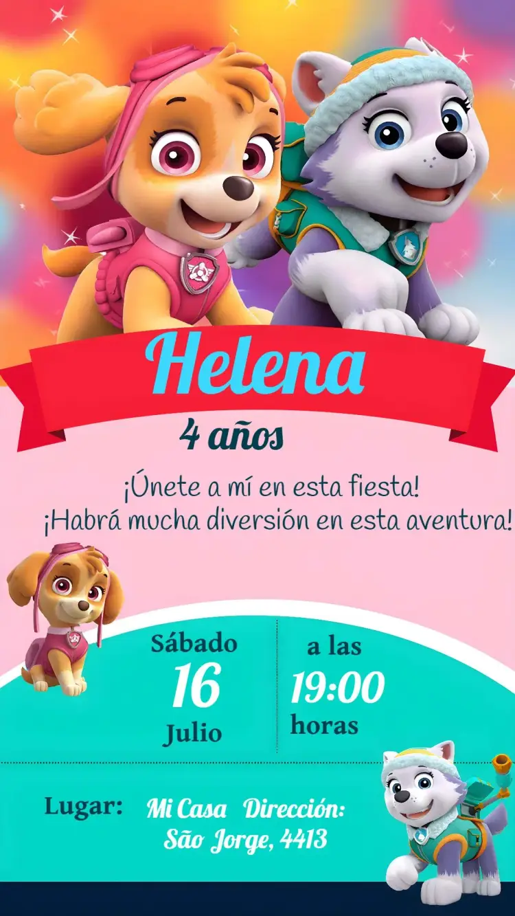 Invitación Patrulla Canina Rosa