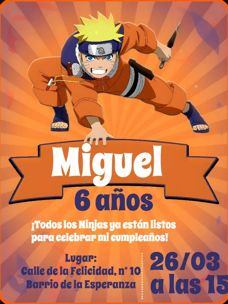 Invitación Naruto Naranja