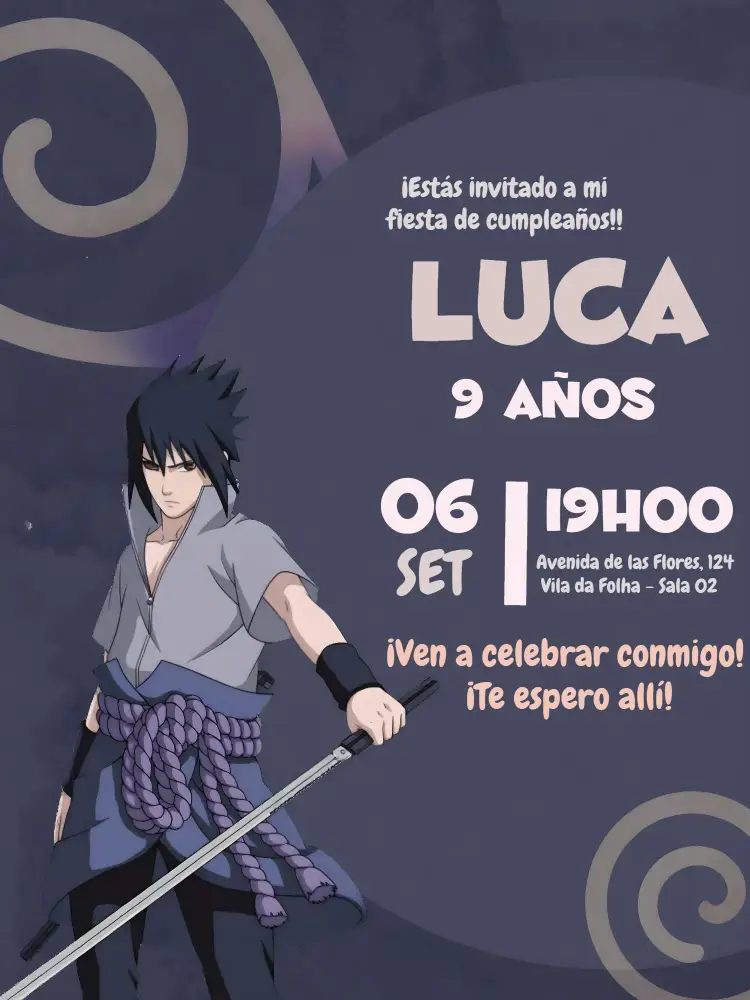 Invitación Naruto Sasuke