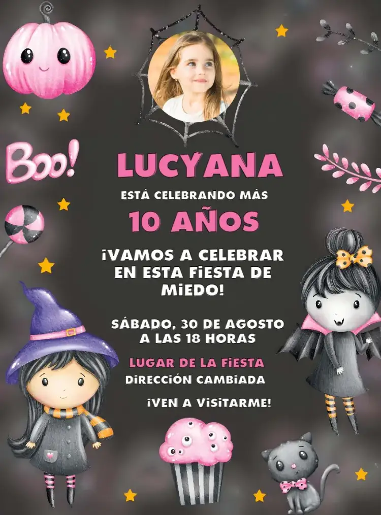 Invitación Halloween Con Foto Vampiro – tema Fechas Conmemorativas rosa, vampiro, tema de Halloween, misterioso, divertido