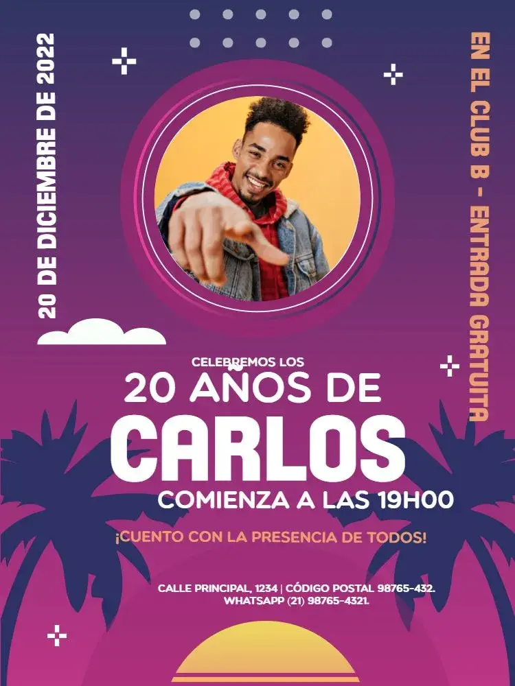 Invitación 20 Años Con Fiesta de Foto