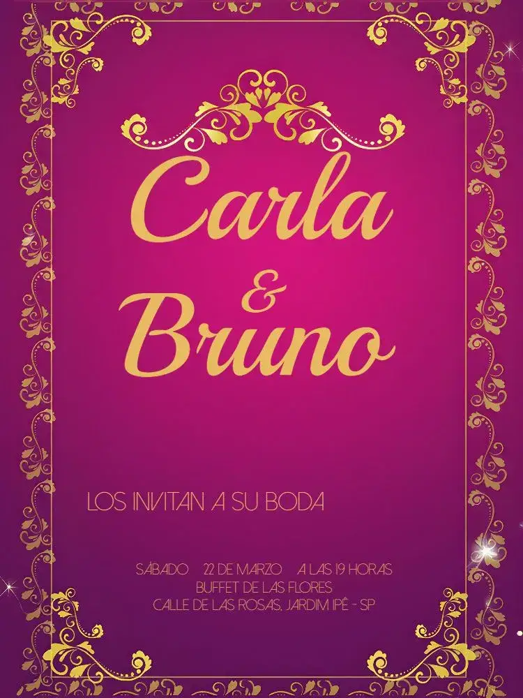 Invitación Boda Arabescos Dorados – tema Boda dorado, elegante, moderno, romántico, brillante