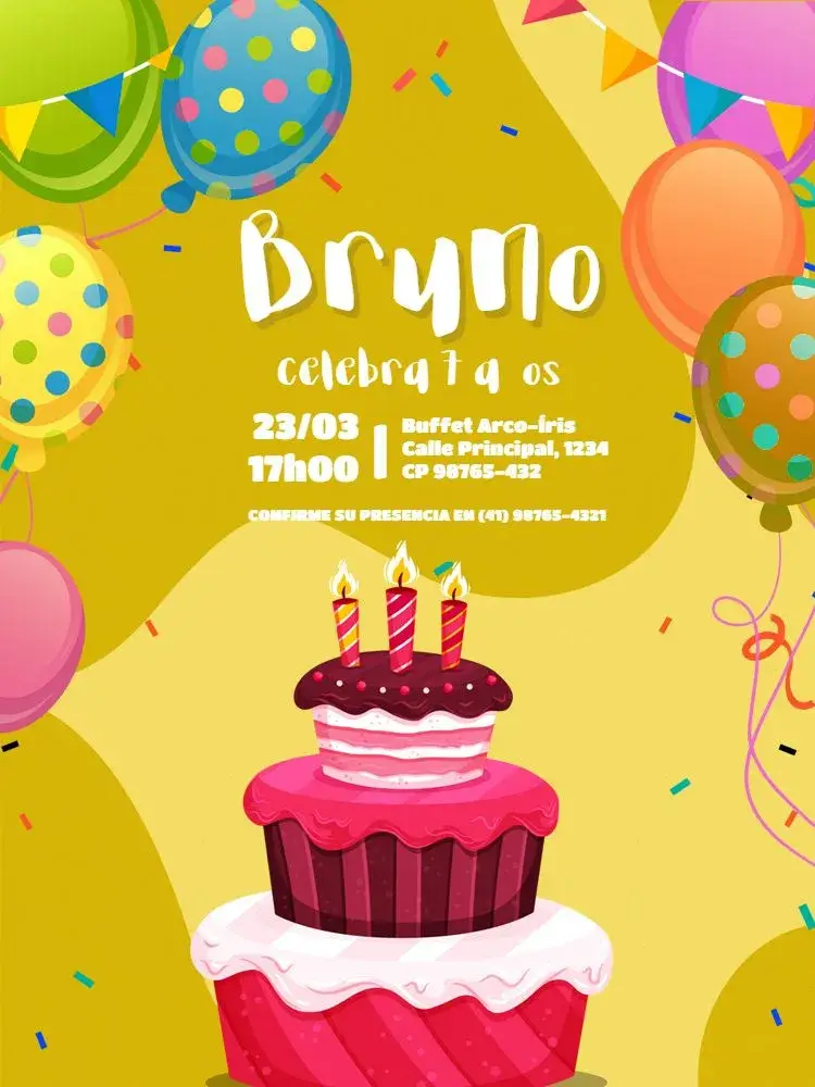 Invitación Infantil Pastel Bandera editable y personalizable