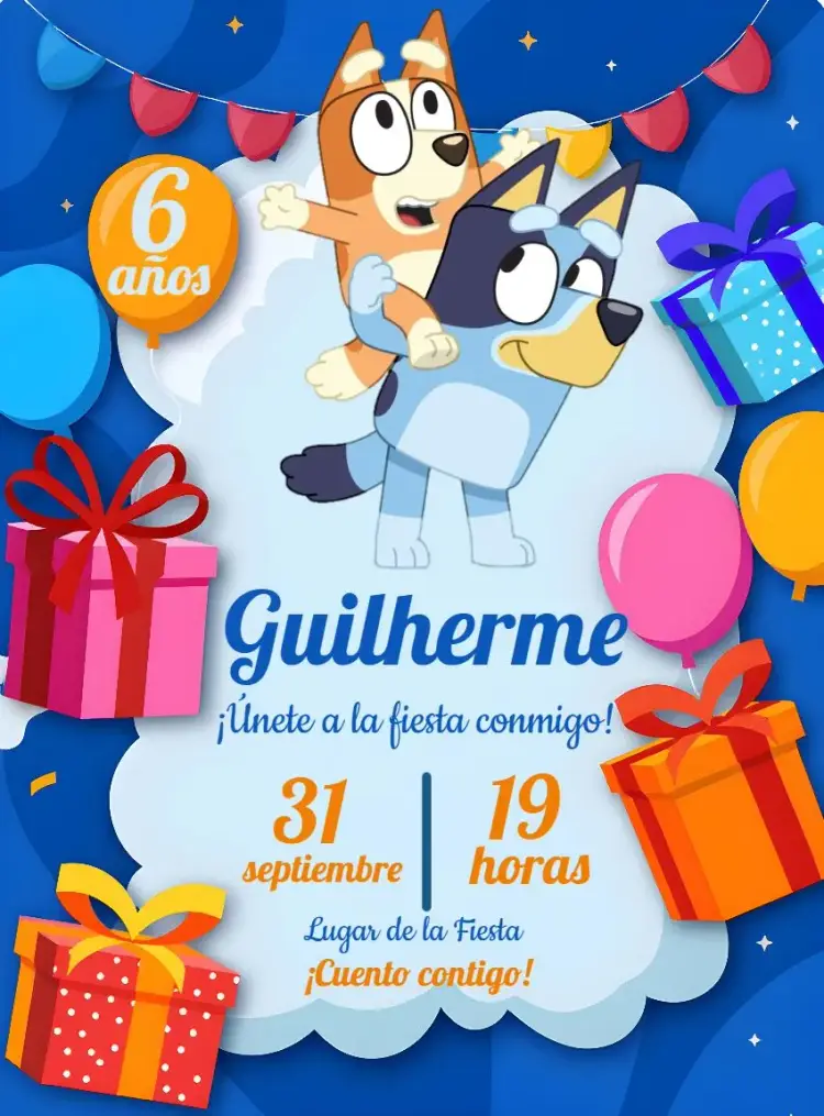 Invitación Bluey Fiesta