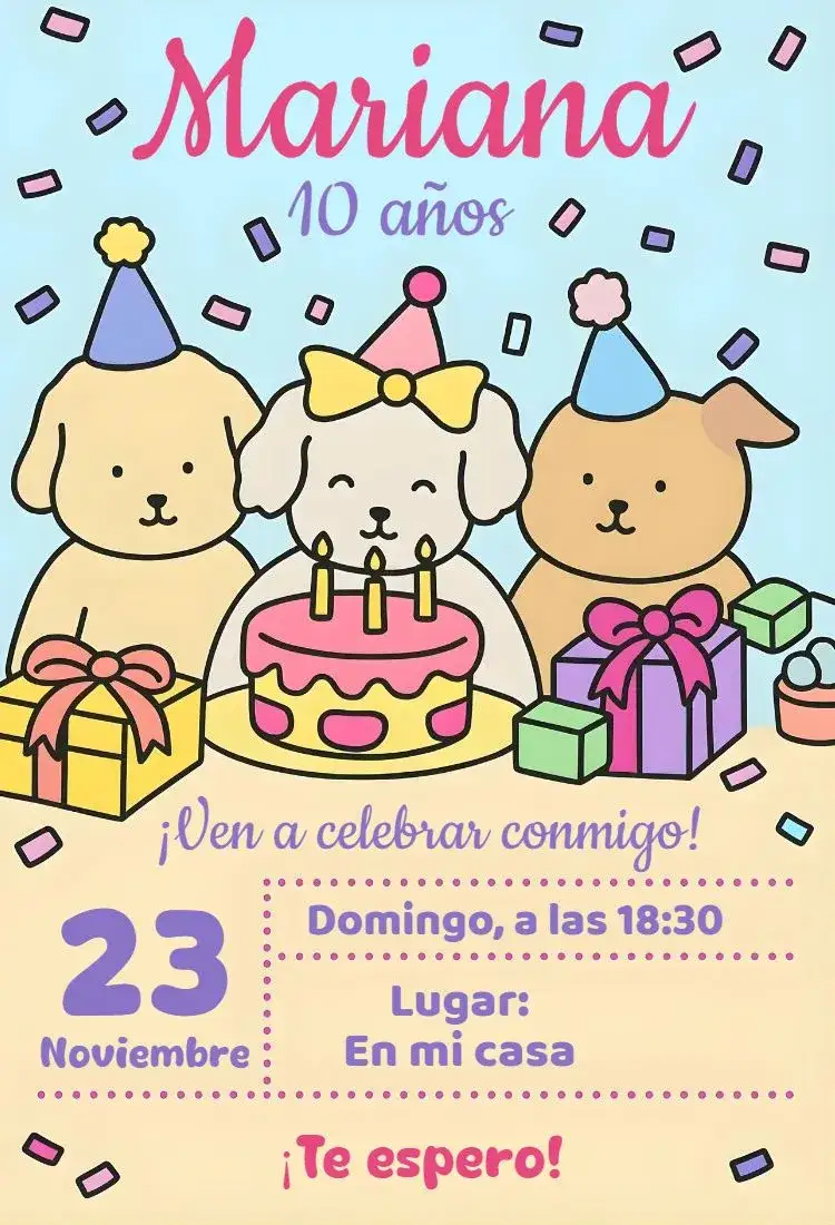 Invitación Invitación digital bobbie goods – tema Cumpleaños kawaii, minimalista, moderno, lindo, delicado