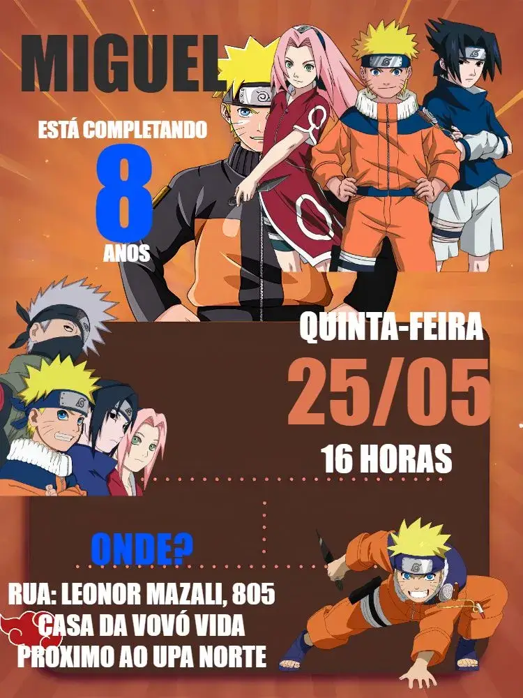 Invitación Naruto Dibujo
