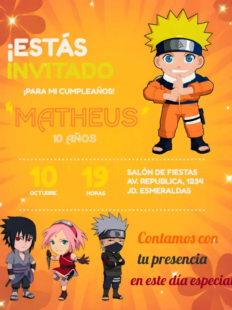 Invitación Naruto Sasuke
