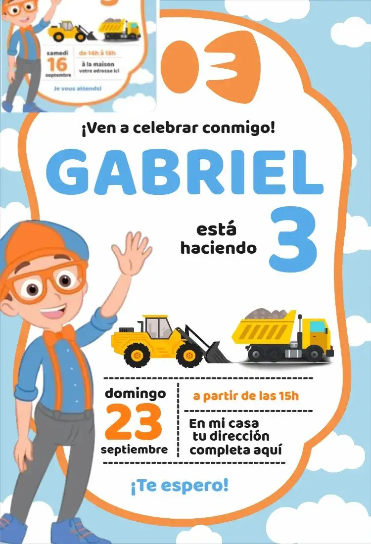 Invitación Blippi 2