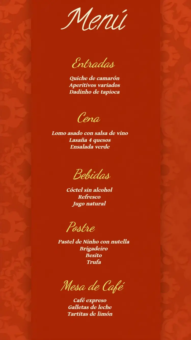 Invitación Menú de Boda Amarillo editable y personalizable