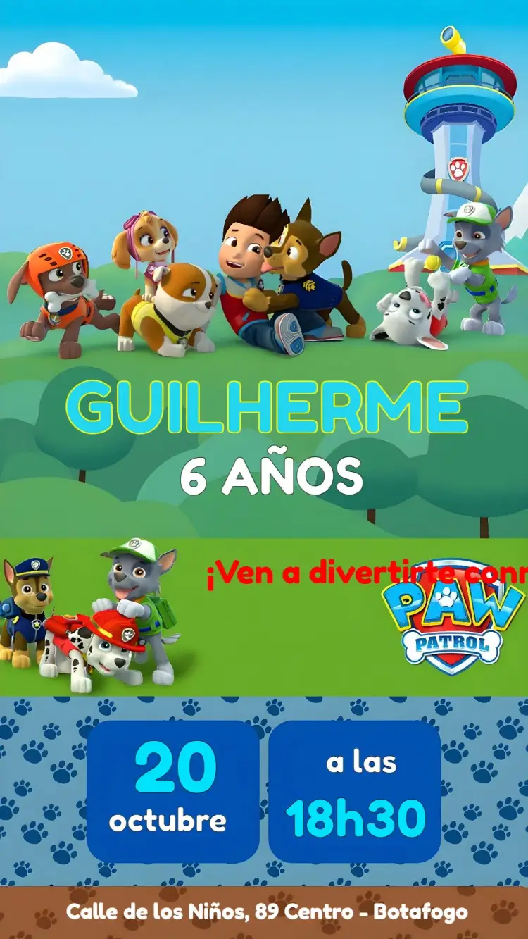 Invitación Patrulla Canina Azul