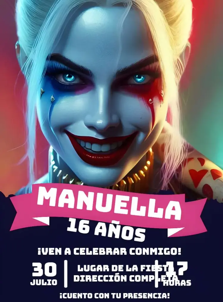 Invitación Arlequina Coringa
