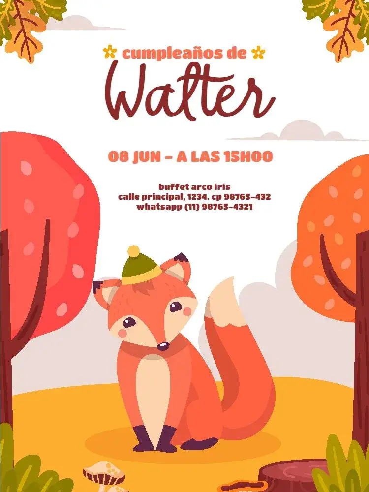 Invitación Raposinha Bosque Claro