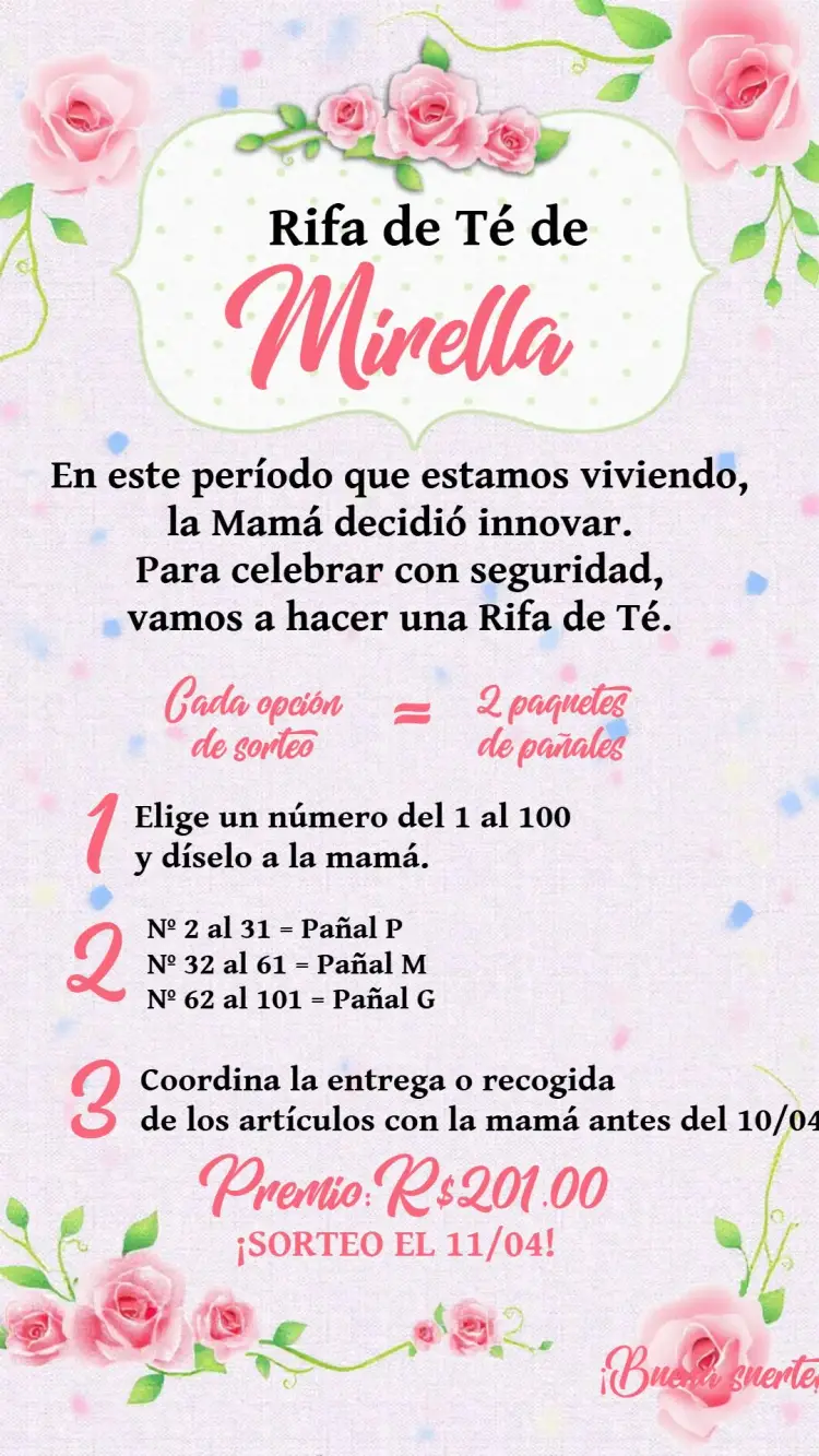 Invitación Té Rifa Floral Cha