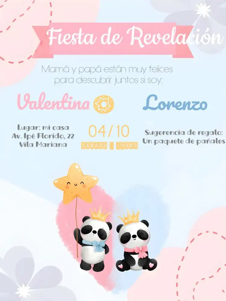 Chá Revelación Panditas O