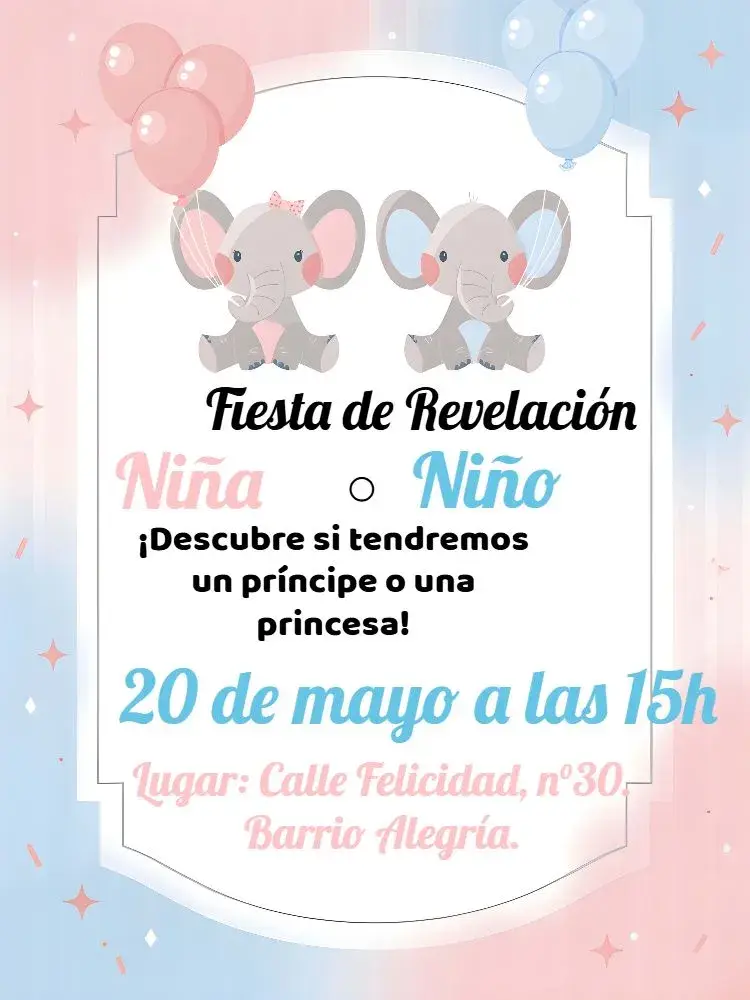 Invitación Baby Shower Elefantes Azul
