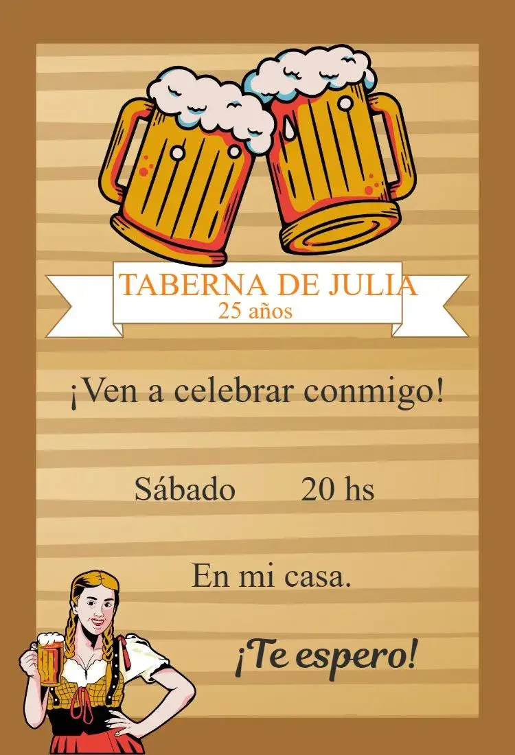 Invitación cumpleaños Bar