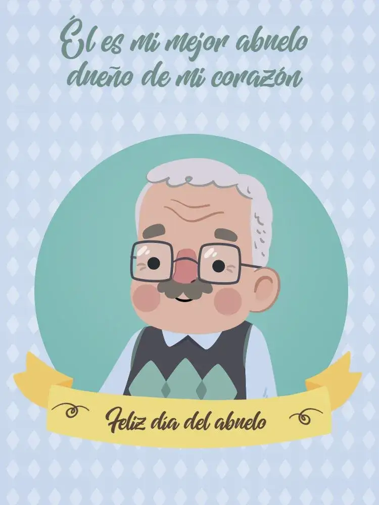 Invitación Tarjeta Día Del Abuelo Felicitaciones – tema Tarjeta azul, moderno, minimalista, divertido, ilustraciones de abuelos