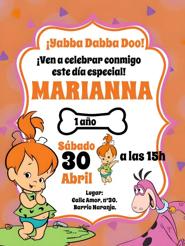 Invitación Pedrita Rosa – tema Cumpleaños Infantil vibrante, temático, lúdico, colorido, divertido