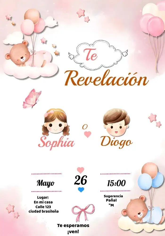 Invitación Baby Shower Ositos Niño – tema Cumpleaños Infantil marrón, azul, infantil, lúdico, tierno, divertido