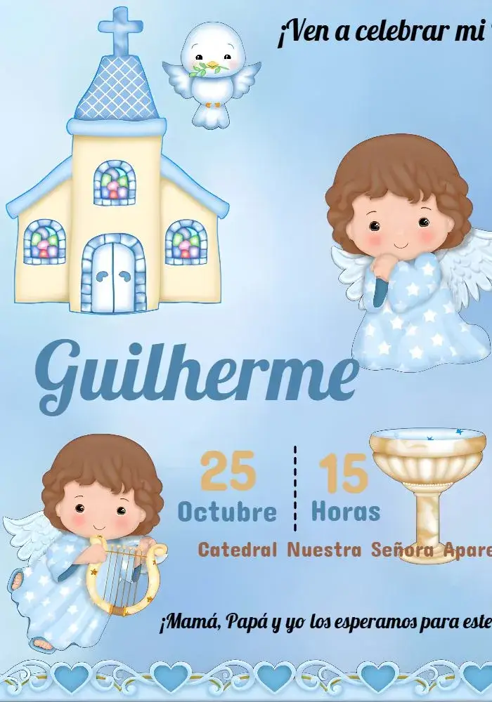 Invitación Bautizo Niño Angelito Comunión
