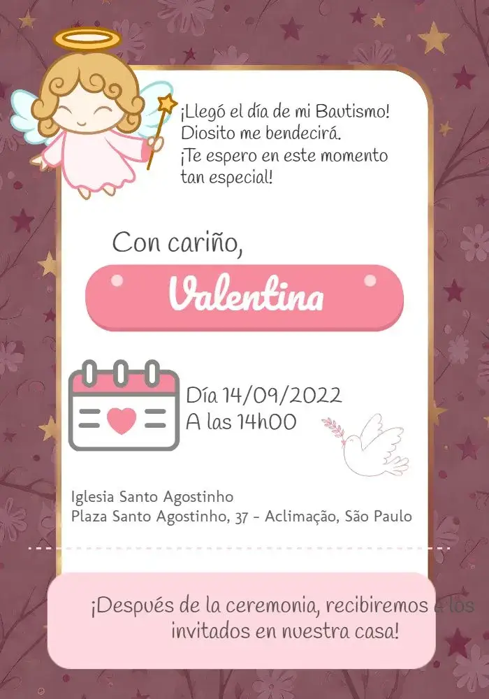 Invitación Bautizo De Niña Pájaro