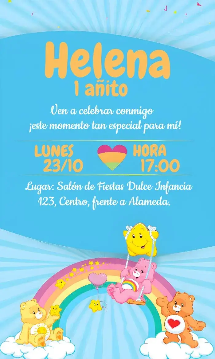 Invitación Os Ositos Cariñosos Nubes