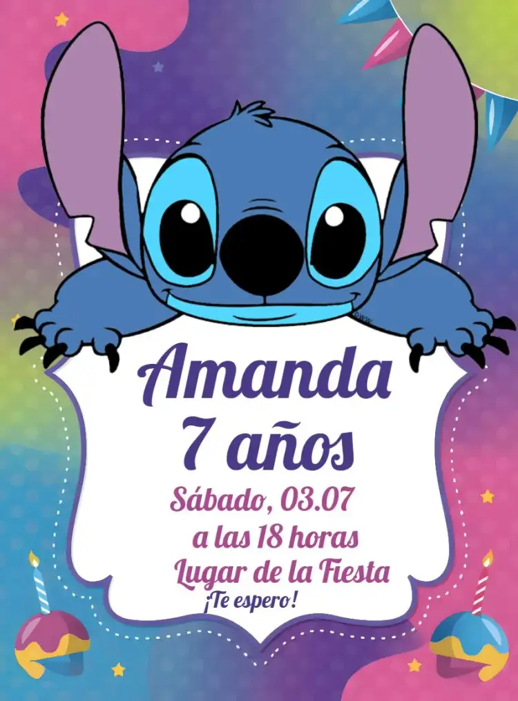 Invitación Stitch Fazer – tema Más buscados colorido, divertido, infantil, moderno, temático