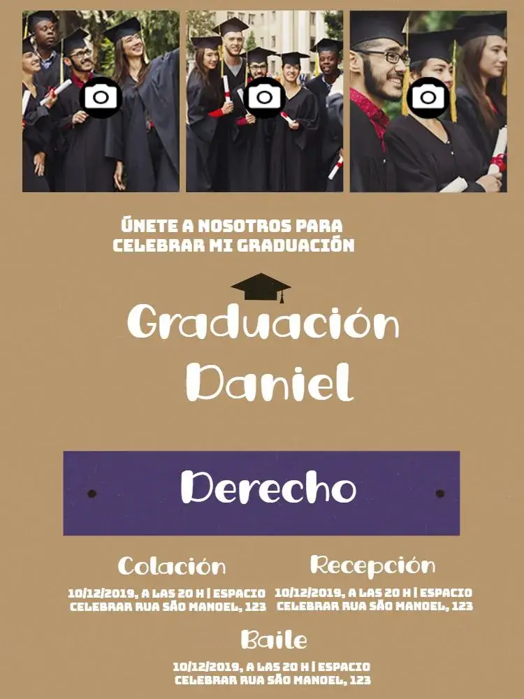 Invitación Graduación Con Fotos Escuela