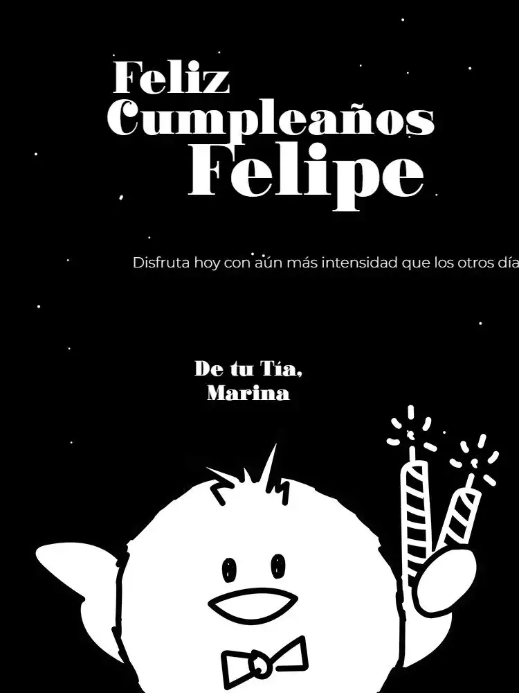 Invitación Tarjeta con Mensaje de Felicitación/Feliz Celebración en Negro – tema Tarjeta blanco y negro, moderno, divertido, minimalista, elegante