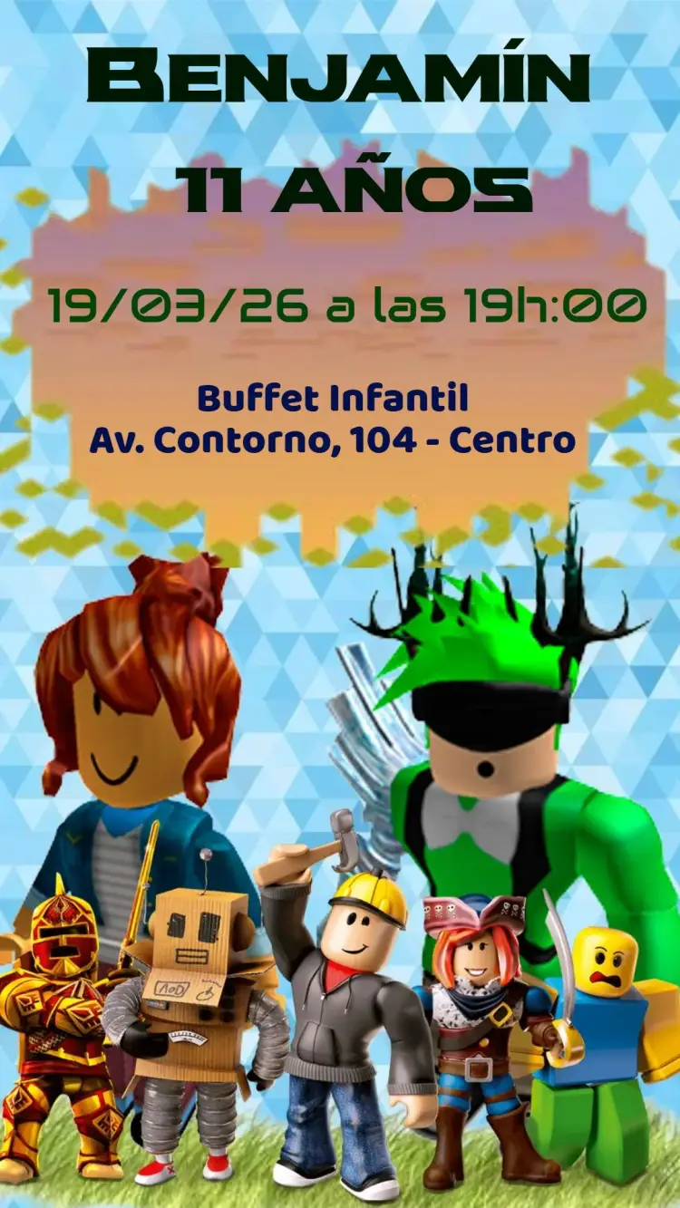 Invitación Roblox editable y personalizable