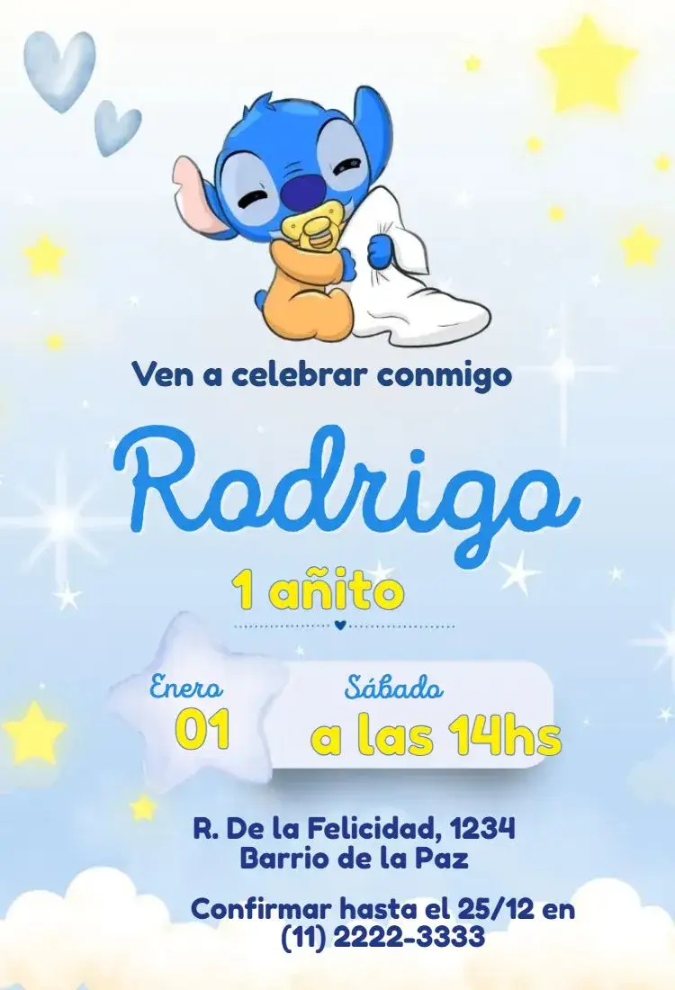 Invitación Stitch Baby