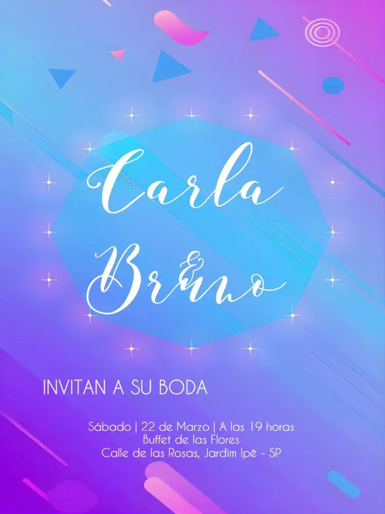 Invitación Boda Neón Moderna editable y personalizable