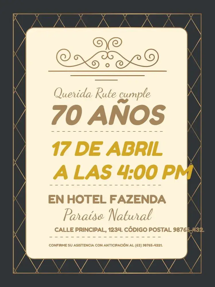 Invitación 70 Años Delicado Elegante