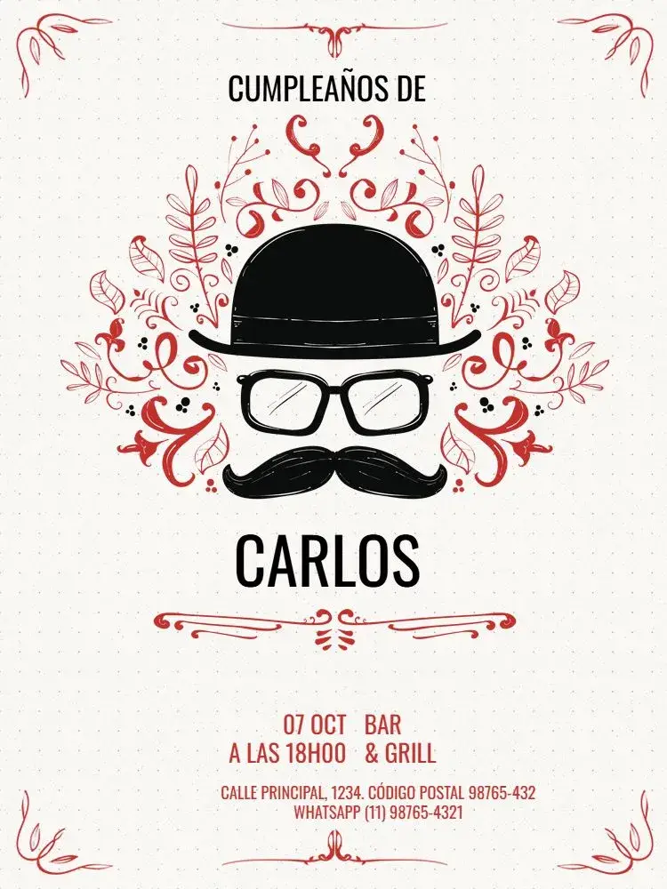 Invitación Hombre Adulto Creativo Blanco