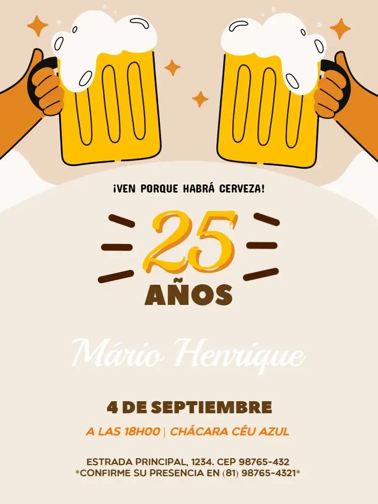 Invitación 25 Años Naranja