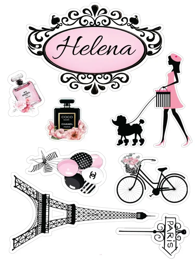 Invitación Fiesta París – tema Topper de torta elegante, francesa, romántica, floral, pastel, vintage
