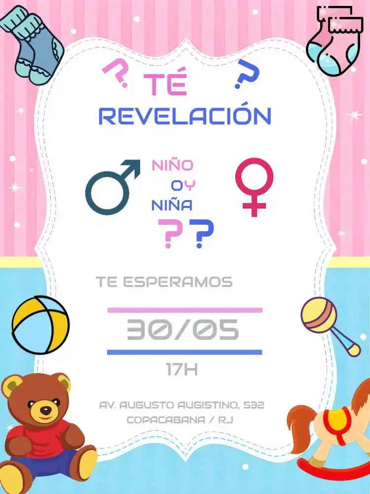 Chá Revelación Rosa y Azul Niña